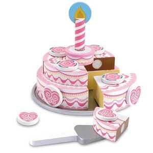 NIB. Melissa & Doug Triple Layer Party Cake Wooden Play Food Set for Toddlers